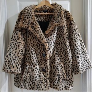 Torrid plus size leopard faux fur jacket peacoat 3